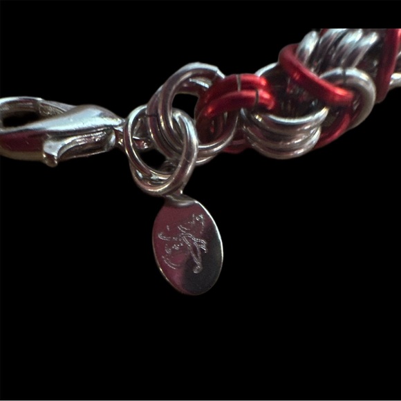 Red & Silvertone Byzantine Chainmail Bracelet - Picture 5 of 6